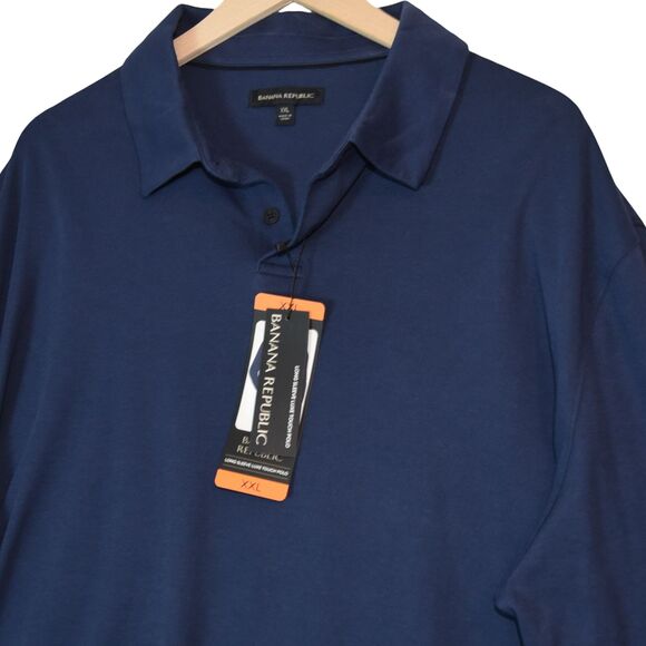 NWT Banana Republic Men's Navy LUXE Touch Performance Polo Shirt XXL - Picture 1 of 9